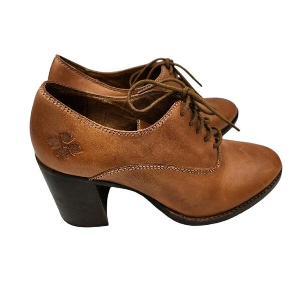 Patricia Nash Anna Block Heel Oxfords Tan Brown Leather Women's Size 6 - Picture 8 of 13